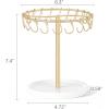 image:imageMkono Bracelet Holder Gold Bracelet Display Stand with Tray Metal Jewelry Organizer with 40 hooks Modern Storage Rack for KeyChain Accessories Selling Bedroom Decor Dressing Table