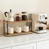 image:imageMkono Coffee Station Organizer Wooden Mug Holder for Countertop Cup and Mug Shelf for Coffee Bar Accessories Rustic Matcha Stand 2 Tier Storage and Display Rack for Tea Cups Kitchen OfficeWood