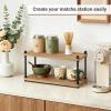 image:imageMkono Coffee Station Organizer Wooden Mug Holder for Countertop Cup and Mug Shelf for Coffee Bar Accessories Rustic Matcha Stand 2 Tier Storage and Display Rack for Tea Cups Kitchen OfficeWood