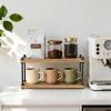 image:imageMkono Coffee Station Organizer Wooden Mug Holder for Countertop Cup and Mug Shelf for Coffee Bar Accessories Rustic Matcha Stand 2 Tier Storage and Display Rack for Tea Cups Kitchen OfficeWood