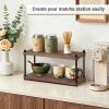 image:imageMkono Coffee Station Organizer Wooden Mug Holder for Countertop Cup and Mug Shelf for Coffee Bar Accessories Rustic Matcha Stand 2 Tier Storage and Display Rack for Tea Cups Kitchen OfficeBrown