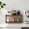 image:imageMkono Coffee Station Organizer Wooden Mug Holder for Countertop Cup and Mug Shelf for Coffee Bar Accessories Rustic Matcha Stand 2 Tier Storage and Display Rack for Tea Cups Kitchen OfficeBrown