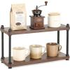 image:imageMkono Coffee Station Organizer Wooden Mug Holder for Countertop Cup and Mug Shelf for Coffee Bar Accessories Rustic Matcha Stand 2 Tier Storage and Display Rack for Tea Cups Kitchen OfficeBrown