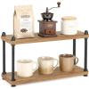 image:imageMkono Coffee Station Organizer Wooden Mug Holder for Countertop Cup and Mug Shelf for Coffee Bar Accessories Rustic Matcha Stand 2 Tier Storage and Display Rack for Tea Cups Kitchen OfficeWood