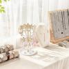 image:imageMkono Bracelet Holder Gold Metal Rotating Bracelet Display Stand 2 Tier Jewelry Organizer with 24 Hooks and Wood Tray Adjustable Tree Stand Tower Rack for Storage Selling KeyChain Bangle Accessories