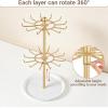 image:imageMkono Bracelet Holder Gold Metal Rotating Bracelet Display Stand 2 Tier Jewelry Organizer with 24 Hooks and Wood Tray Adjustable Tree Stand Tower Rack for Storage Selling KeyChain Bangle Accessories