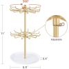 image:imageMkono Bracelet Holder Gold Metal Rotating Bracelet Display Stand 2 Tier Jewelry Organizer with 24 Hooks and Wood Tray Adjustable Tree Stand Tower Rack for Storage Selling KeyChain Bangle Accessories