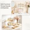 image:imageMkono Bracelet Holder Gold Metal Rotating Bracelet Display Stand 2 Tier Jewelry Organizer with 24 Hooks and Wood Tray Adjustable Tree Stand Tower Rack for Storage Selling KeyChain Bangle Accessories