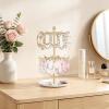 image:imageMkono Bracelet Holder Gold Metal Rotating Bracelet Display Stand 2 Tier Jewelry Organizer with 24 Hooks and Wood Tray Adjustable Tree Stand Tower Rack for Storage Selling KeyChain Bangle Accessories