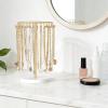 image:imageMkono Necklace Holder Metal Jewelry Display Stand Necklace Organizer with 22 Hooks for Storage and Hanging Bracelet Keychain Home Room Decor for WomenWhiteGold