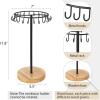 image:imageMkono Necklace Holder Metal Jewelry Display Stand Necklace Organizer with 22 Hooks for Storage and Hanging Bracelet Keychain Home Room Decor for WomenWhiteWood