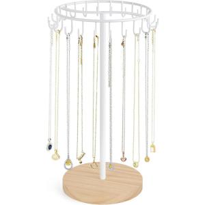 image:imageMkono Necklace Holder Metal Jewelry Display Stand Necklace Organizer with 22 Hooks for Storage and Hanging Bracelet Keychain Home Room Decor for WomenWhiteWhite