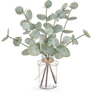 image:imageMkono Artificial Eucalyptus Stems in Glass Vase Fake Plants for Home Decor Coffee Table Centerpieces Bathroom Farmhouse Office Entryway Greenery Decorations