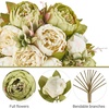 image:imageMkono Peonies Artificial Flowers 2 Packs 13 Stems Faux Peony Flowers Real Touch Fake Silk Bouquet for Arrangements Dining Table Centerpieces for Kitchen Bridal Wedding Party 2 Mixed WhiteNew Green