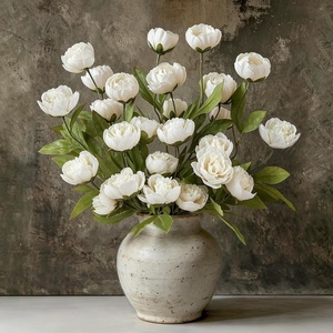 image:imageMkono 6 Pcs Peony Artificial Flowers 27 Faux Flowers for Vase Silk Flower Bouquet with Stems Fake Floral Arrangements Dining Table Centerpieces for Home Kitchen Party Decor