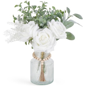 image:imageMkono Fake Flowers in Vase Artificial Flowers Centerpieces Coffee Table Decor Faux Flowers Arrangement for Home Decor Indoor Floral Bouquet for Bathroom Dining Kitchen