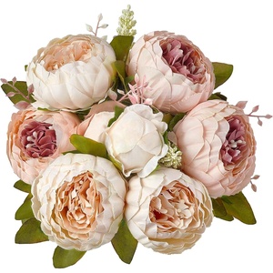 image:imageMkono Peonies Artificial Flowers 2 Packs 13 Stems Faux Peony Flowers Real Touch Fake Silk Bouquet for Arrangements Dining Table Centerpieces for Kitchen Bridal Wedding Party 2 Mixed WhiteLight Pink