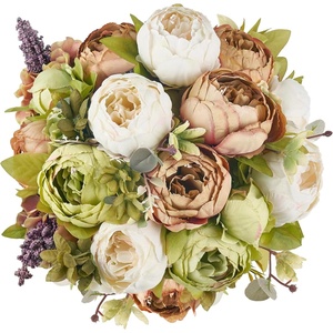 image:imageMkono Peonies Artificial Flowers 2 Packs 13 Stems Faux Peony Flowers Real Touch Fake Silk Bouquet for Arrangements Dining Table Centerpieces for Kitchen Bridal Wedding Party 2 Mixed WhiteMixed White