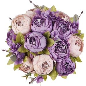 image:imageMkono Peonies Artificial Flowers 2 Packs 13 Stems Faux Peony Flowers Real Touch Fake Silk Bouquet for Arrangements Dining Table Centerpieces for Kitchen Bridal Wedding Party 2 Mixed WhitePurple