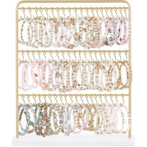 image:imageMkono Bracelet Holder Metal Jewelry Organizer Display Stand Gold Necklace Holder with 60 Hooks Modern Storage Rack Hanger for Bangle Bedroom Dressing Table Decor Gifts for Women