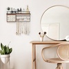 image:imageMkono Hanging Jewelry Organizer Wall Mounted Jewelry Organizer Necklace Holder with Rustic Wood Shelf Ring Display Box Ear Studs Earring Holder Bracelet Organizer GoldBrown