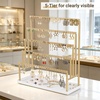 image:imageMkono 5Tier Earring Holder Organizer Metal Jewelry Display Stand with Tray Storage Rack for Hanging 112 Pairs of Stud Earrings Rings Home Room Dressing Table Deocr Gift for WomenGold