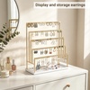 image:imageMkono 5Tier Earring Holder Organizer Metal Jewelry Display Stand with Tray Storage Rack for Hanging 112 Pairs of Stud Earrings Rings Home Room Dressing Table Deocr Gift for WomenGold
