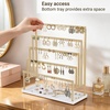 image:imageMkono 5Tier Earring Holder Organizer Metal Jewelry Display Stand with Tray Storage Rack for Hanging 112 Pairs of Stud Earrings Rings Home Room Dressing Table Deocr Gift for WomenGold