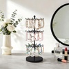 image:imageMkono Bracelet Holder Gold Metal Rotating Bracelet Display Stand 3 Tier Jewelry Tower rack with 36 Hooks and Wood Base Modern Adjustable Storage Organizer Tree for Selling Bangle Accessories WoodBlack