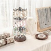 image:imageMkono Bracelet Holder Gold Metal Rotating Bracelet Display Stand 3 Tier Jewelry Tower rack with 36 Hooks and Wood Base Modern Adjustable Storage Organizer Tree for Selling Bangle Accessories WoodBrown