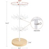 image:imageMkono Bracelet Holder Gold Metal Rotating Bracelet Display Stand 3 Tier Jewelry Tower rack with 36 Hooks and Wood Base Modern Adjustable Storage Organizer Tree for Selling Bangle Accessories WoodWood