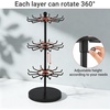 image:imageMkono Bracelet Holder Gold Metal Rotating Bracelet Display Stand 3 Tier Jewelry Tower rack with 36 Hooks and Wood Base Modern Adjustable Storage Organizer Tree for Selling Bangle Accessories WoodBlack