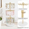 image:imageMkono Bracelet Holder Gold Metal Rotating Bracelet Display Stand 3 Tier Jewelry Tower rack with 36 Hooks and Wood Base Modern Adjustable Storage Organizer Tree for Selling Bangle Accessories WoodGold
