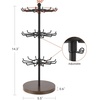 image:imageMkono Bracelet Holder Gold Metal Rotating Bracelet Display Stand 3 Tier Jewelry Tower rack with 36 Hooks and Wood Base Modern Adjustable Storage Organizer Tree for Selling Bangle Accessories WoodBrown