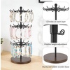 image:imageMkono Bracelet Holder Gold Metal Rotating Bracelet Display Stand 3 Tier Jewelry Tower rack with 36 Hooks and Wood Base Modern Adjustable Storage Organizer Tree for Selling Bangle Accessories WoodBrown