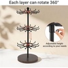 image:imageMkono Bracelet Holder Gold Metal Rotating Bracelet Display Stand 3 Tier Jewelry Tower rack with 36 Hooks and Wood Base Modern Adjustable Storage Organizer Tree for Selling Bangle Accessories WoodBrown