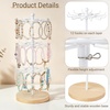 image:imageMkono Bracelet Holder Gold Metal Rotating Bracelet Display Stand 3 Tier Jewelry Tower rack with 36 Hooks and Wood Base Modern Adjustable Storage Organizer Tree for Selling Bangle Accessories WoodWood