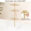 image:imageMkono Bracelet Holder Gold Metal Rotating Bracelet Display Stand 3 Tier Jewelry Tower rack with 36 Hooks and Wood Base Modern Adjustable Storage Organizer Tree for Selling Bangle Accessories WoodGold