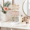 image:imageMkono Bracelet Holder Gold Metal Rotating Bracelet Display Stand 3 Tier Jewelry Tower rack with 36 Hooks and Wood Base Modern Adjustable Storage Organizer Tree for Selling Bangle Accessories WoodGold