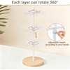 image:imageMkono Bracelet Holder Gold Metal Rotating Bracelet Display Stand 3 Tier Jewelry Tower rack with 36 Hooks and Wood Base Modern Adjustable Storage Organizer Tree for Selling Bangle Accessories WoodWood