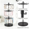image:imageMkono Bracelet Holder Gold Metal Rotating Bracelet Display Stand 3 Tier Jewelry Tower rack with 36 Hooks and Wood Base Modern Adjustable Storage Organizer Tree for Selling Bangle Accessories WoodBlack