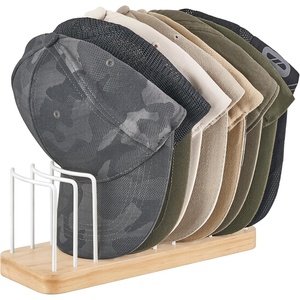 image:imageMkono Hat Organizer for Baseball Caps Hat Holder for 10 Baseball Caps Tabletop Hat Rack Stand Hat Storage Display Cap Organizer for Desk Closet Shelf Dresser Black SmallWood
