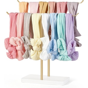 image:imageMkono Headband Holder Hair Bow Organizer for Girl Metal 2 Tier Hairbow Hanger with Wood Tray Hair Accessories Storage Stand for Nursery Girls Room Bedroom College Dorm Decor Gold