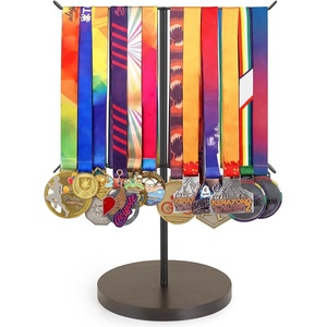 image:imageMkono Medal Hanger Display Metal Medal Holder Race Award Medals Display Stand for Running Sports Marathon Wrestling Taekwondo Wood and Iron Material 12x16 Inches BlackBlack and walnut