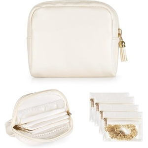 image:imageMkono Travel Jewelry Case Small WaterResistant PU Leather Jewelry Pouch Bags with Compartments for Storage Velvet Travel Jewelry Organizer for Bracelets Earrings Necklace Ring Gift for Women