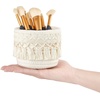 image:imageMkono Macrame Makeup Brush Holder Organizer Comb Brushes Mini Storage Basket Set of 2 Boho Decor Baskets for Pen Pencil Box Container Small IvoryIvory