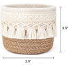 image:imageMkono Macrame Makeup Brush Holder Organizer Comb Brushes Mini Storage Basket Set of 2 Boho Decor Baskets for Pen Pencil Box Container Small IvoryYellow and White