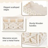 image:imageMkono Macrame Storage Basket Scalloped Edge Toilet Paper Basket Boho Woven Decor Small Countertop Organizer with Handles for Shelf Living Room Bedroom HomeOffice 1 Pack Ivory