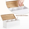 image:imageMkono Tampon Holder Wood Storage Box with Lid Rectangle Sanitary Pad with 2 Removable Dividers Decorative Feminine Product Organizer Basket for Shelf Bedroom Bathroom