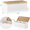 image:imageMkono Tampon Holder Wood Storage Box with Lid Rectangle Sanitary Pad with 2 Removable Dividers Decorative Feminine Product Organizer Basket for Shelf Bedroom Bathroom